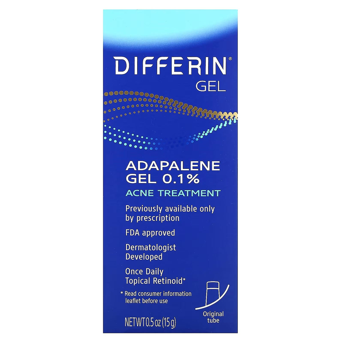 Differin Adapalene Gel 0.1% Acne Treatment (4-Pack, 15g Tubes)