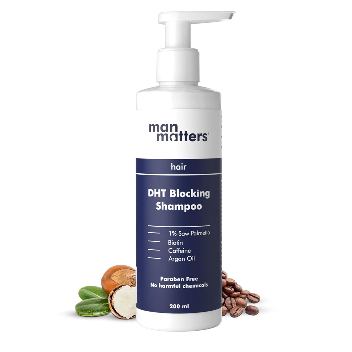 Man Matters Anti Hair Fall DHT Blocking Shampoo With Argan Oil, Biotin, Caffeine