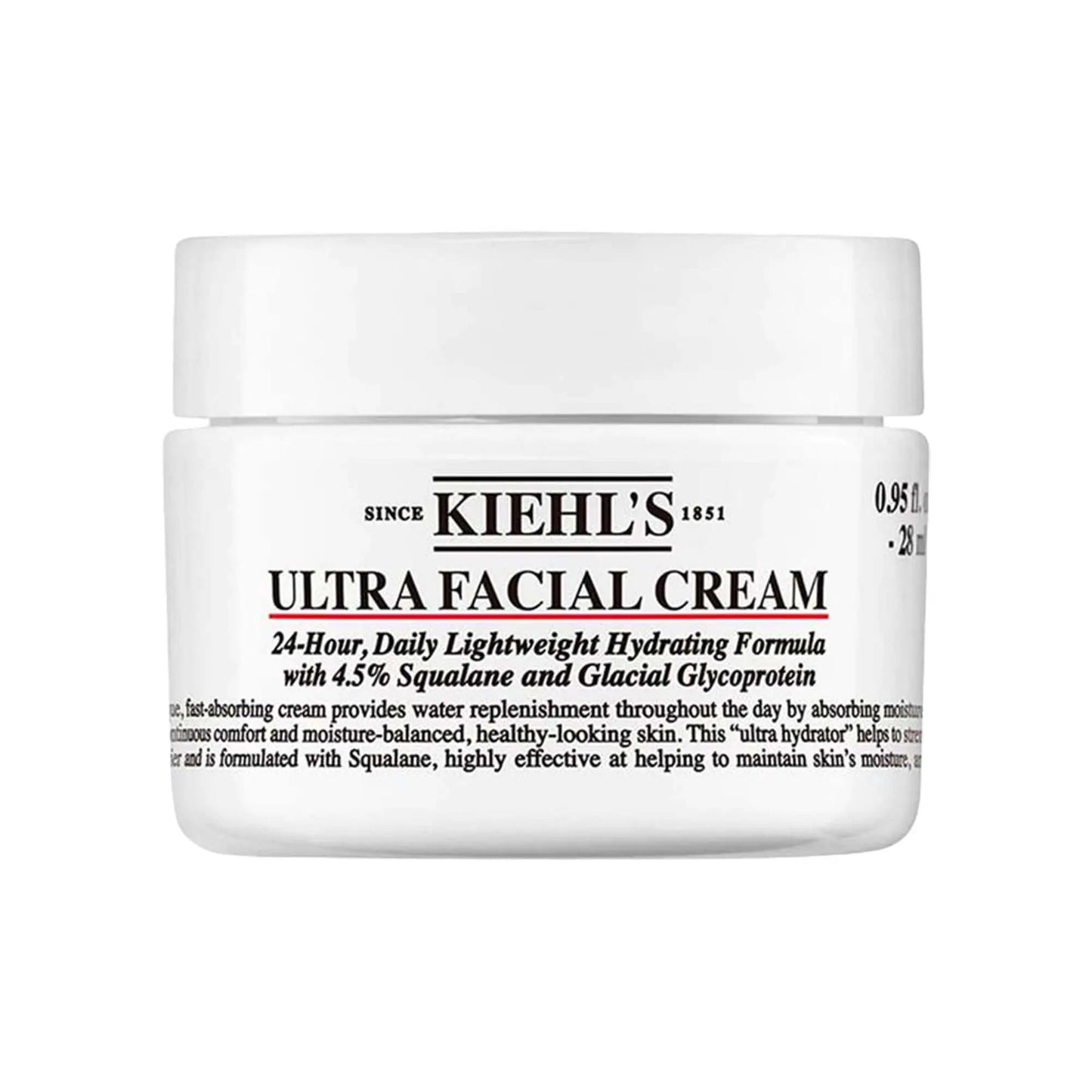 Kiehl's Ultra Facial Refillable Moisturizing Cream - Long-Lasting Hydration, Non-Greasy, Paraben-Free Facial Moisturizer for Dry, Sensitive Skin
