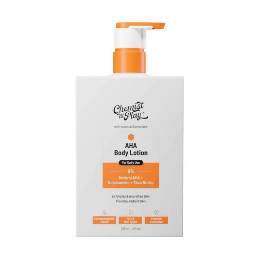 Chemist At Play AHA Body Lotion with 5% Natural AHA, Niacinamide, Shea Butter For Exfoliating Dry & Dead Skin Cells