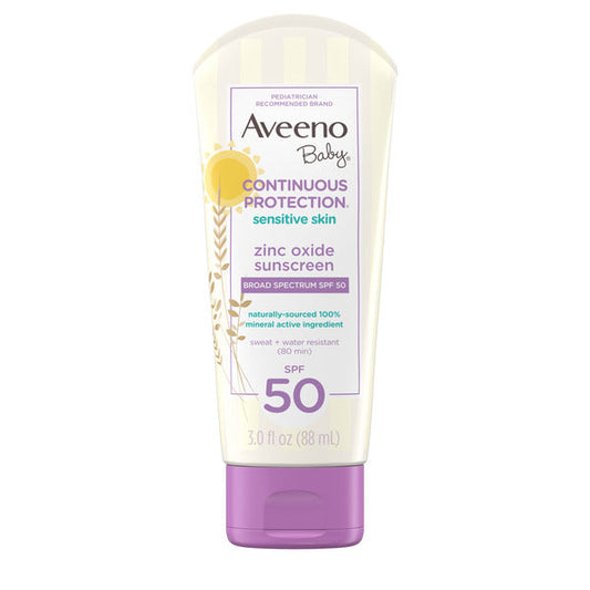 Aveeno Zinc Oxide Mineral Sunscreen Lotion, SPF 50, 3 fl. oz