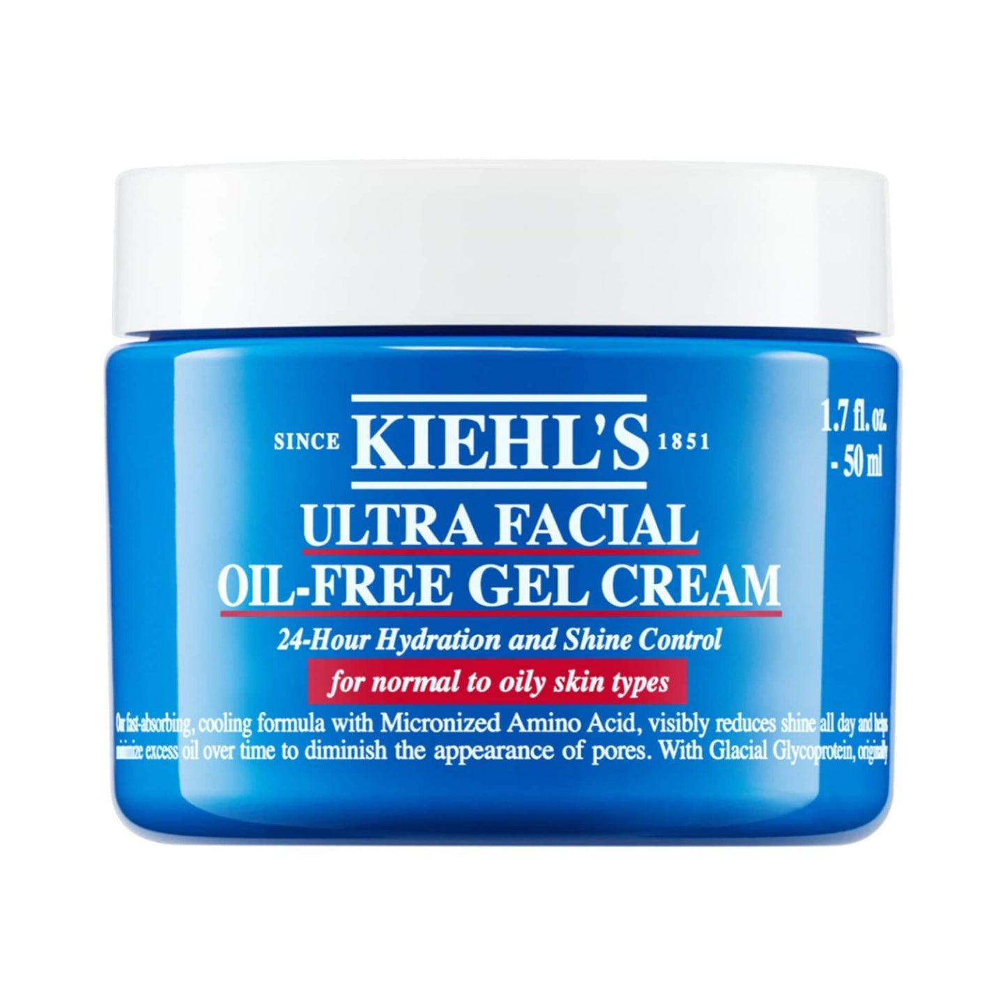 Kiehl's Ultra Facial Oil-Free Gel Moisturizer: 24-Hour Hydration, Shine Control, Pore Minimizing, Lightweight Gel Cream for Oily Skin