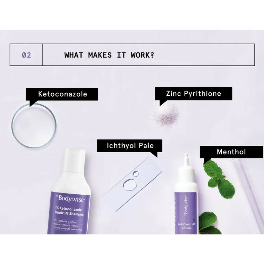 BeBodywise 1% Ketoconazole Dandruff Shampoo and Anti Dandruff Lotion
